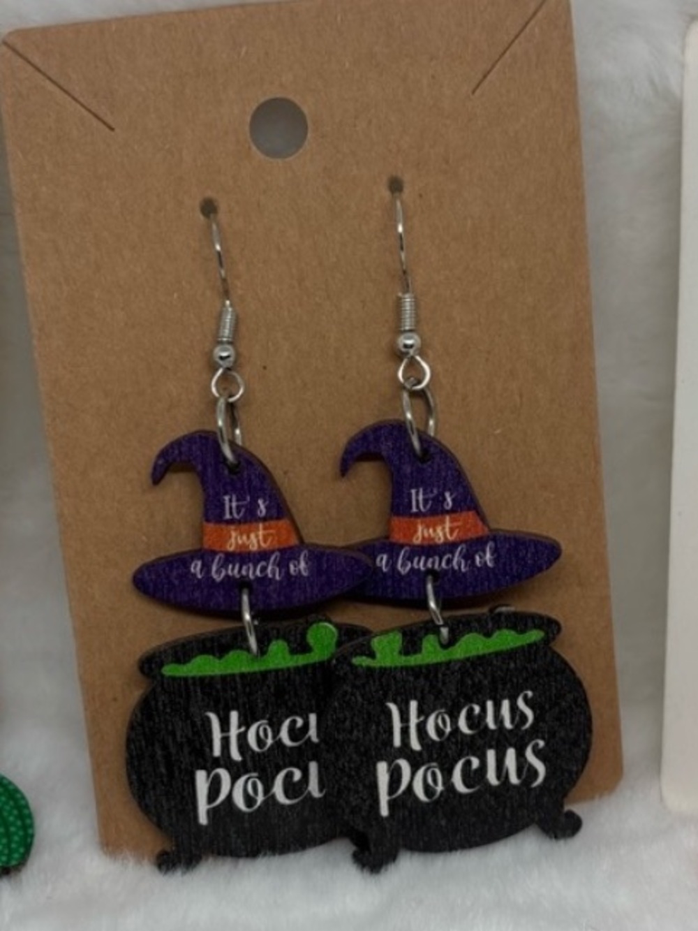 Holiday Earring Set Hocus Pocus Halloween Witch Hat Earrings - Black & Purple - Picture 1 of 4